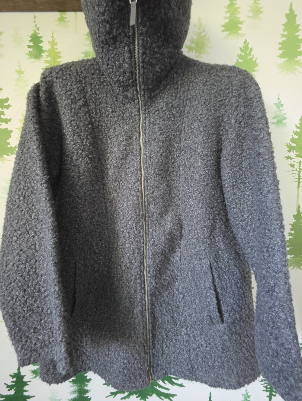 STYLUS Charcoal Sherpa Zip Front Jacket